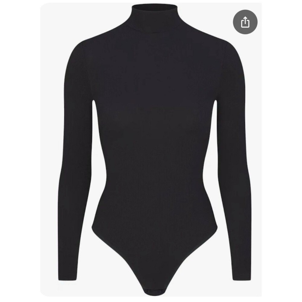 Skims Cotton Rib Turtleneck Bodysuit